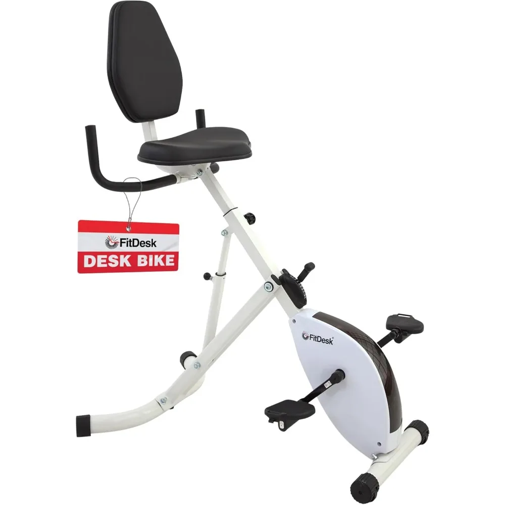 

Height Adjustable Exercise Desk Bike with Digital Performance Monitor, 8 Resistance Levels, Foldable Frame, Supportive Seat wit