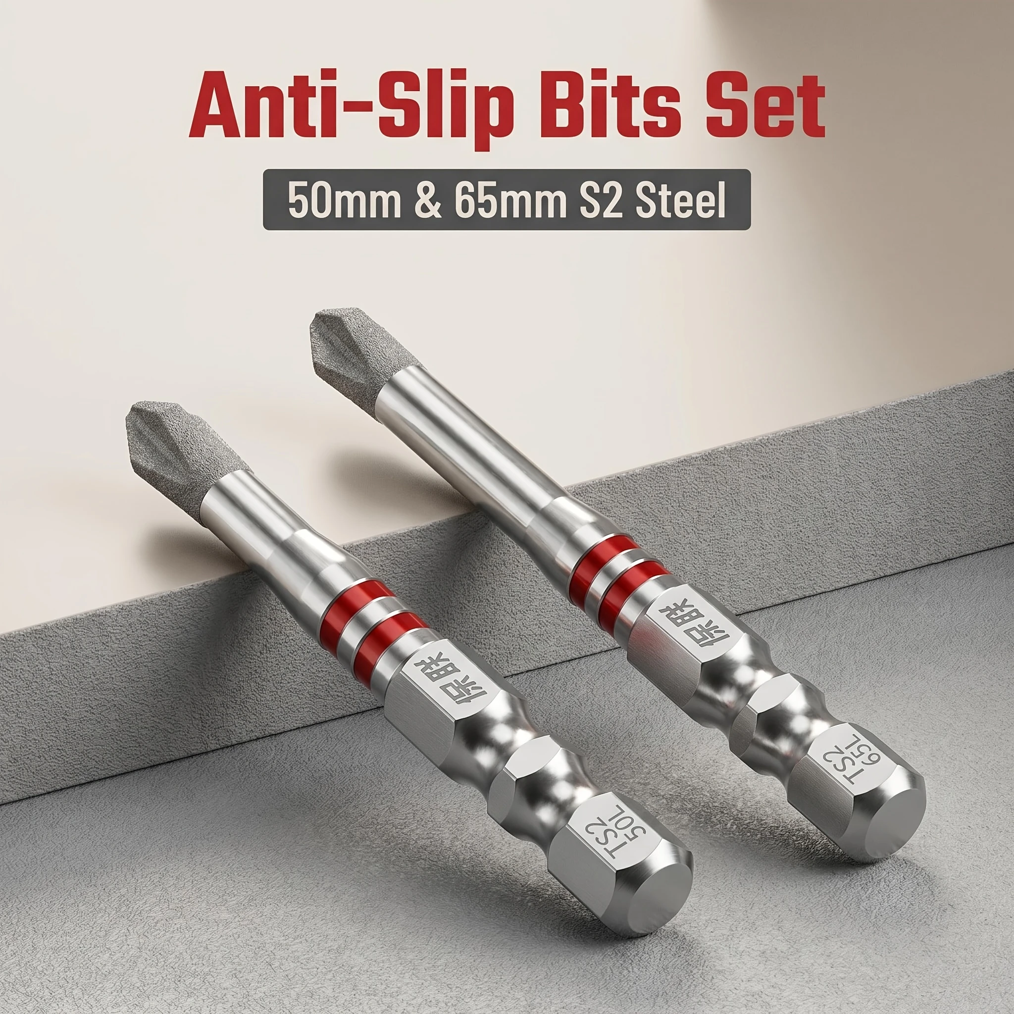 2pcs PH2 Diamond Anti-Slip Screwdriver Bits Set, 50mm+65mm, S2 Steel Strong Magnetic Drill Bits, Fit 1/4