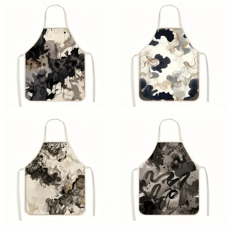 

Абстрактные льняные фартуки с рисунком, подходящие для приготовления пищи на кухне, общения родителей и детей, рисования и других мероприятий.