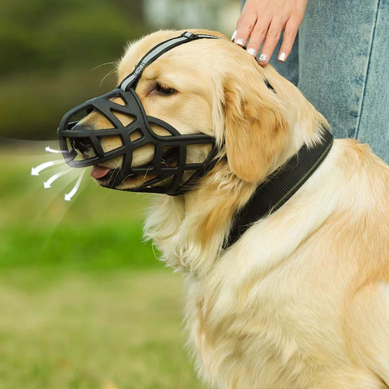 Adjustable Dog Muzzle Soft Silicone Breathable Mesh Strong Basket for Small Medium Large Dog Mouth Mash Pet Training Accessories