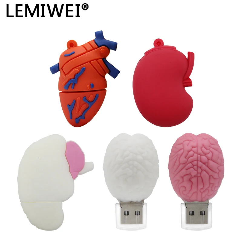 

Cartoon Human Organs USB Flash Drive Lung Heart Stomach Brain Doctor Pendrive 64GB Memory Stick 32GB Memoria U Disk Pen Drive