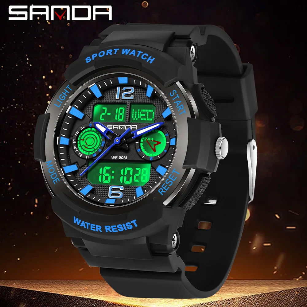 SANDA Brand 6188 New Student Electronic Watch Outdoor Sports Multi functional Fashion Student Waterproof Electronic Watch 2026