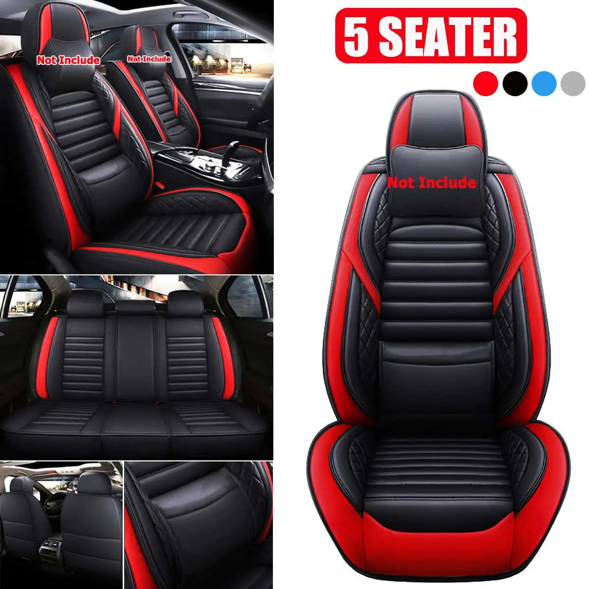 

11PCS 5 Seats Car Seat Covers PU Leather Full Set Seats Cover 5D Front Rear Seat Cushion Cover Waterproof Universal SUV Truck