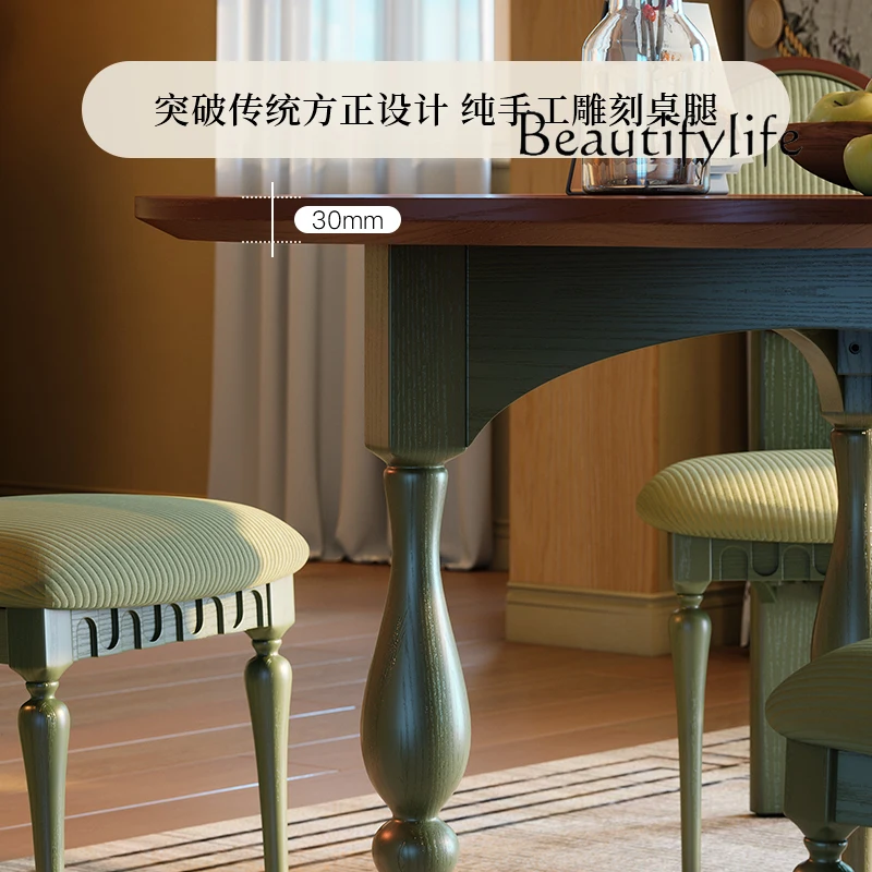 French retro home new Chinese solid wood dining table premium Italian minimalist antique dining table