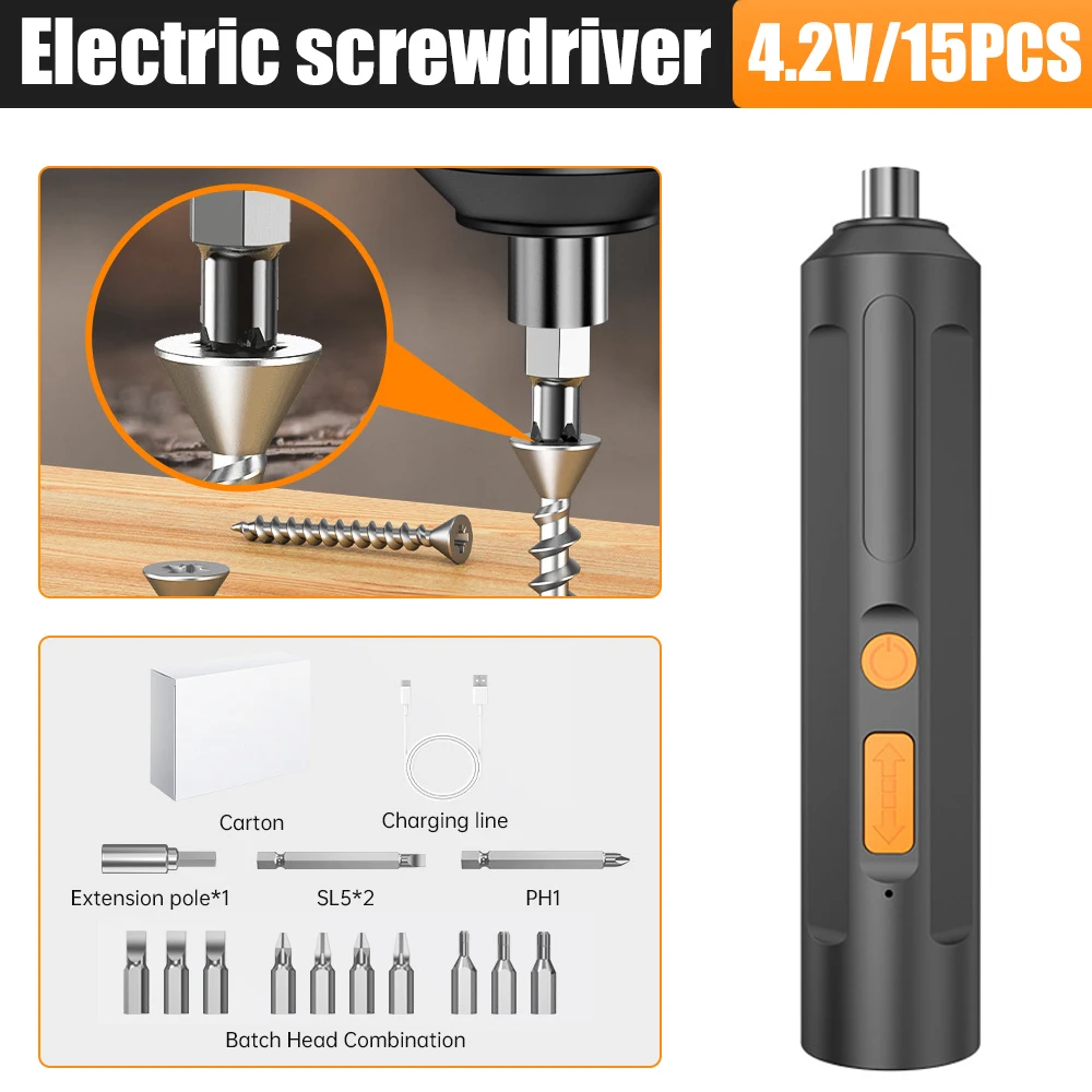 Mini Electric Screwdriver Kit Rechargeable Household Portable Cordless Hand Drill with Drill Bits Practical Home Repair Tool