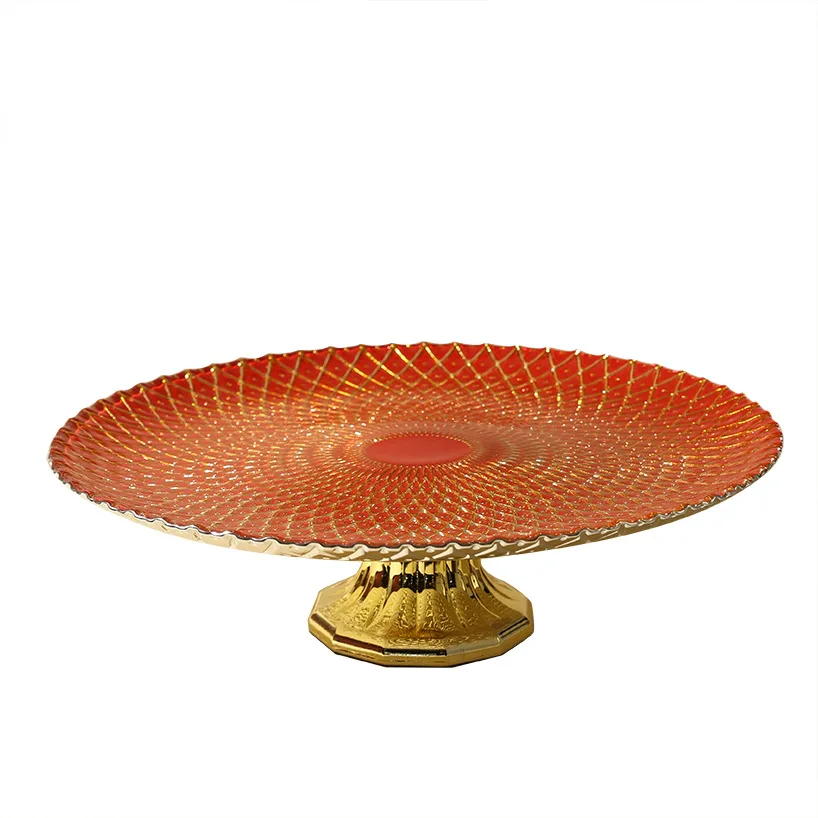 Internet celebrity European-style household glass malachite green pineapple fruit plate living room candy plate large size round