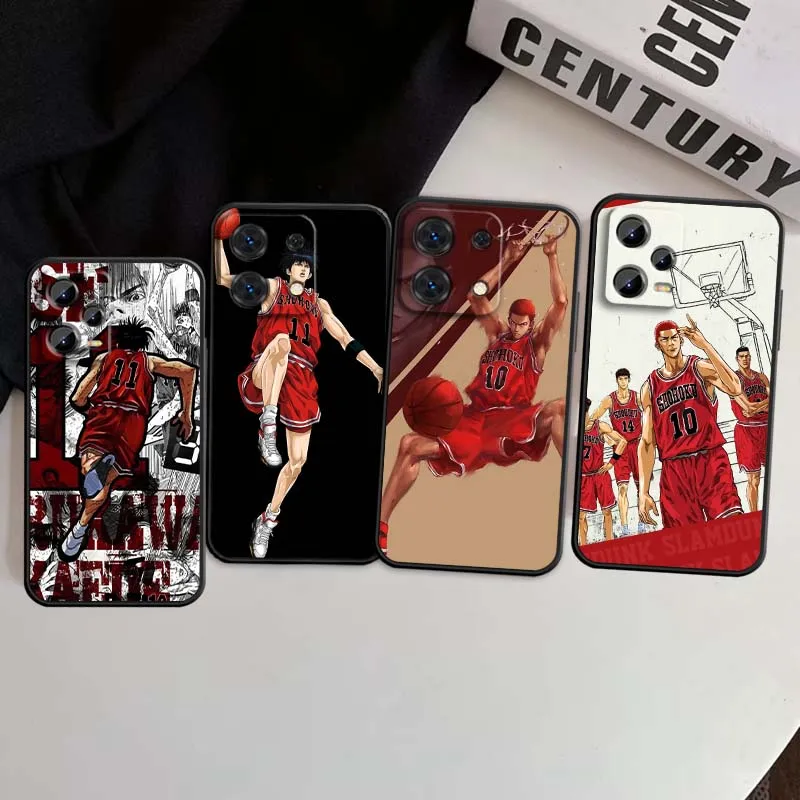 

Creative Slam Dunk Anime For Xiaomi Redmi Note 14 13 12 12S 11E 11 11S 11T Pro Plus 4G 5G Black Soft TPU Cover