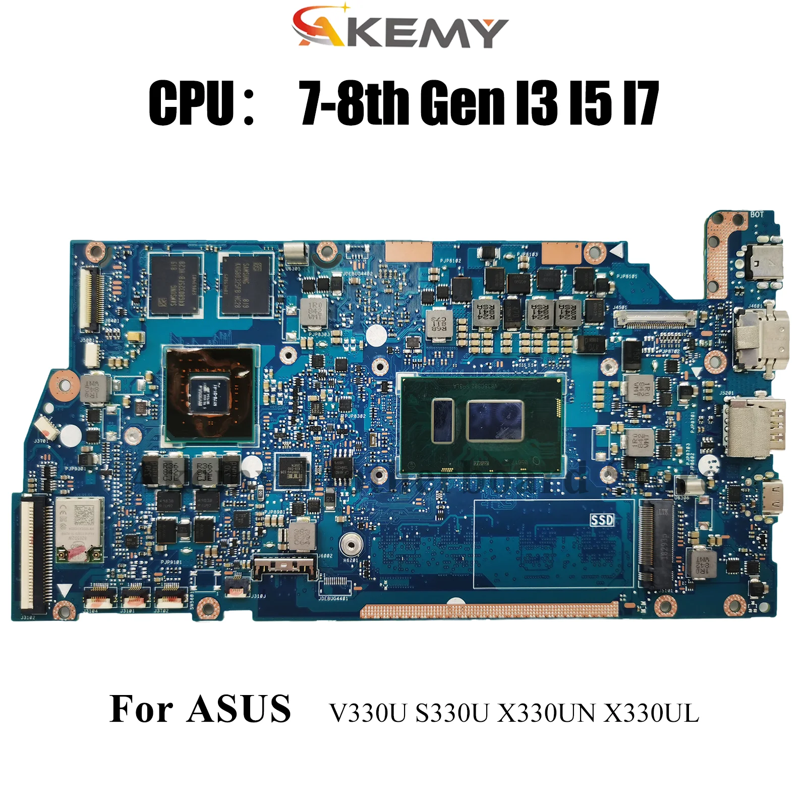 

X330UN Laptop Motherboard For ASUS VivoBook V330U X330UL X330U R330U ADOL13U X330UF K330U S330U I330U Mainboard W/ I3 I5 I7 CPU