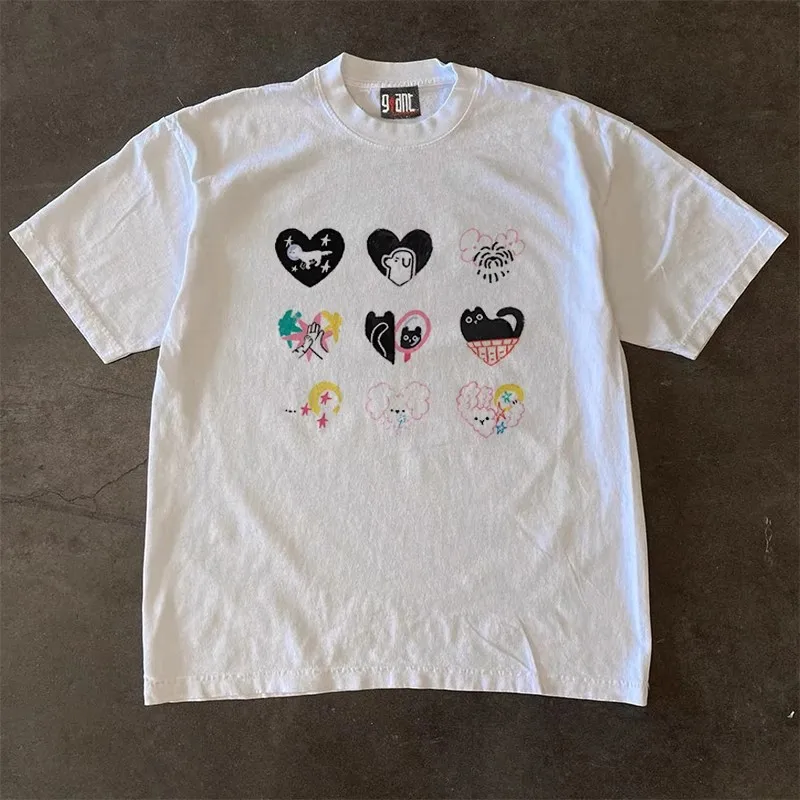 Loose Fit Short Sleeve T-Shirt Pure Cotton Double Thread Women's Style Heavyweight Couple's Tee Casual Summer Fashion