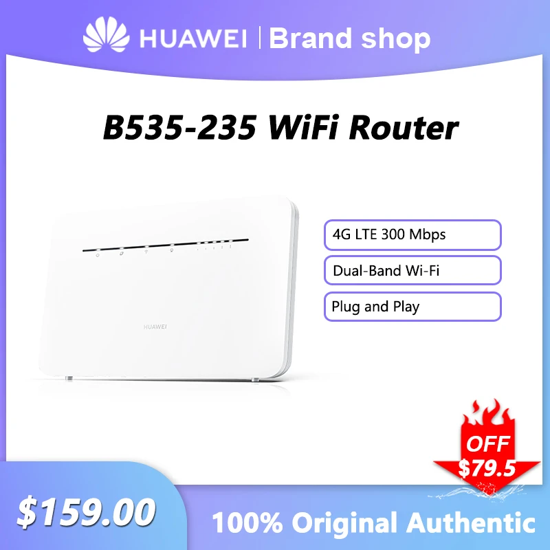 Huawei-B535-235 Roteador WiFi, 4G LTE, 300Mbps, Dual Band Gigabit, amplificador de sinal sem fio, repetidor com slot para cartão SIM, original