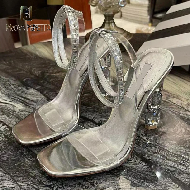 

Gemstone Heel Ladies Bling Bling Party Runway Summer Sandal Shoes Rhinestone Straps Open Toe Ankle Strappy Sexy Celebrity Heel