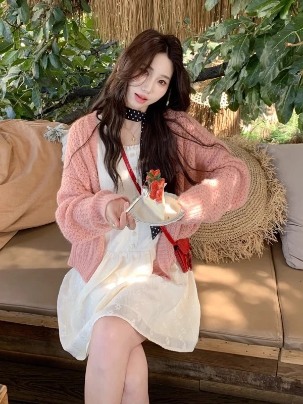 スイートスレ 薄手 透かし編み オープンカーディガン レディース 春秋 ゆったり ファッション アウター Vネック ロングスリーブ ポリエステル...