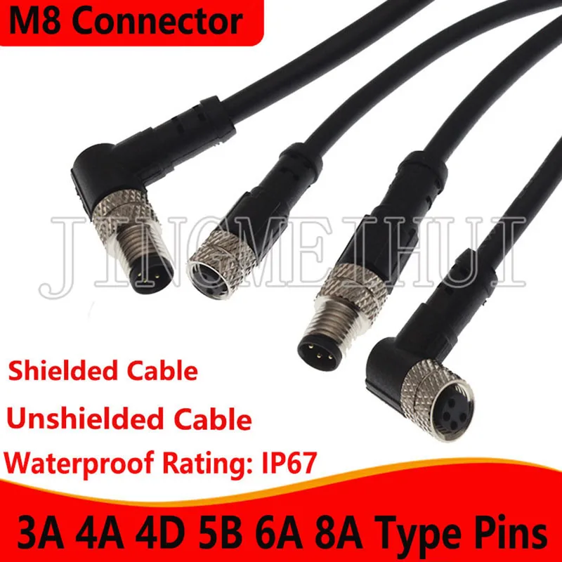 M8 3P 4P 5P 6P 8 Pin Plastic Waterproof IP67 Aviation Male Female Straight Plug Bent Plug Screw Wiring Cable Welding Connecto