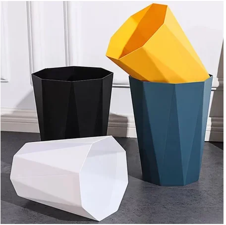 Nordic Diamond Trash Can Household Can Kitchen Waste Bin Can for Bedroom Kitchen Modern Style Bathroom Trash High Capacity