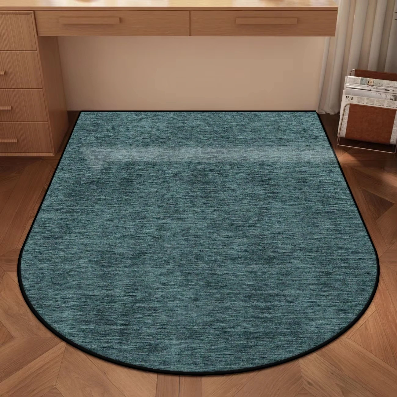 VIKAMA Anti-Slip Chair Mat, Study Desk Carpet, Dressing Table, Oval Coral Fleece Household Wear-Resistant Rug, Home Decoration