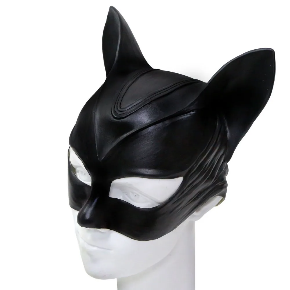 Sexy Cat Woman Selina Kyle Latex Mask Superhero Movie Cosplay Costume Halloween Party Masks