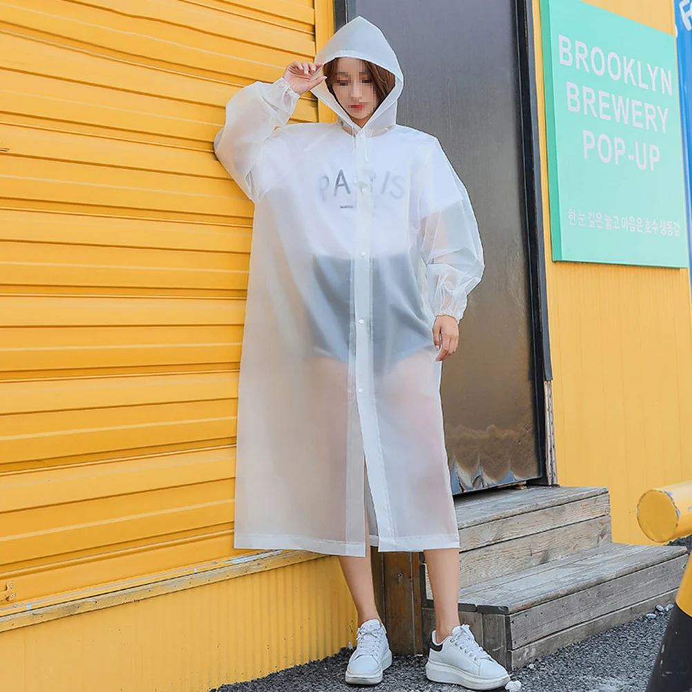 

3pcs Reusable Thicken Adult Raincoat Waterproof Eva Rain Poncho Portable Outdoor Hood Elastic Sleeves Lightweight Rainwear For