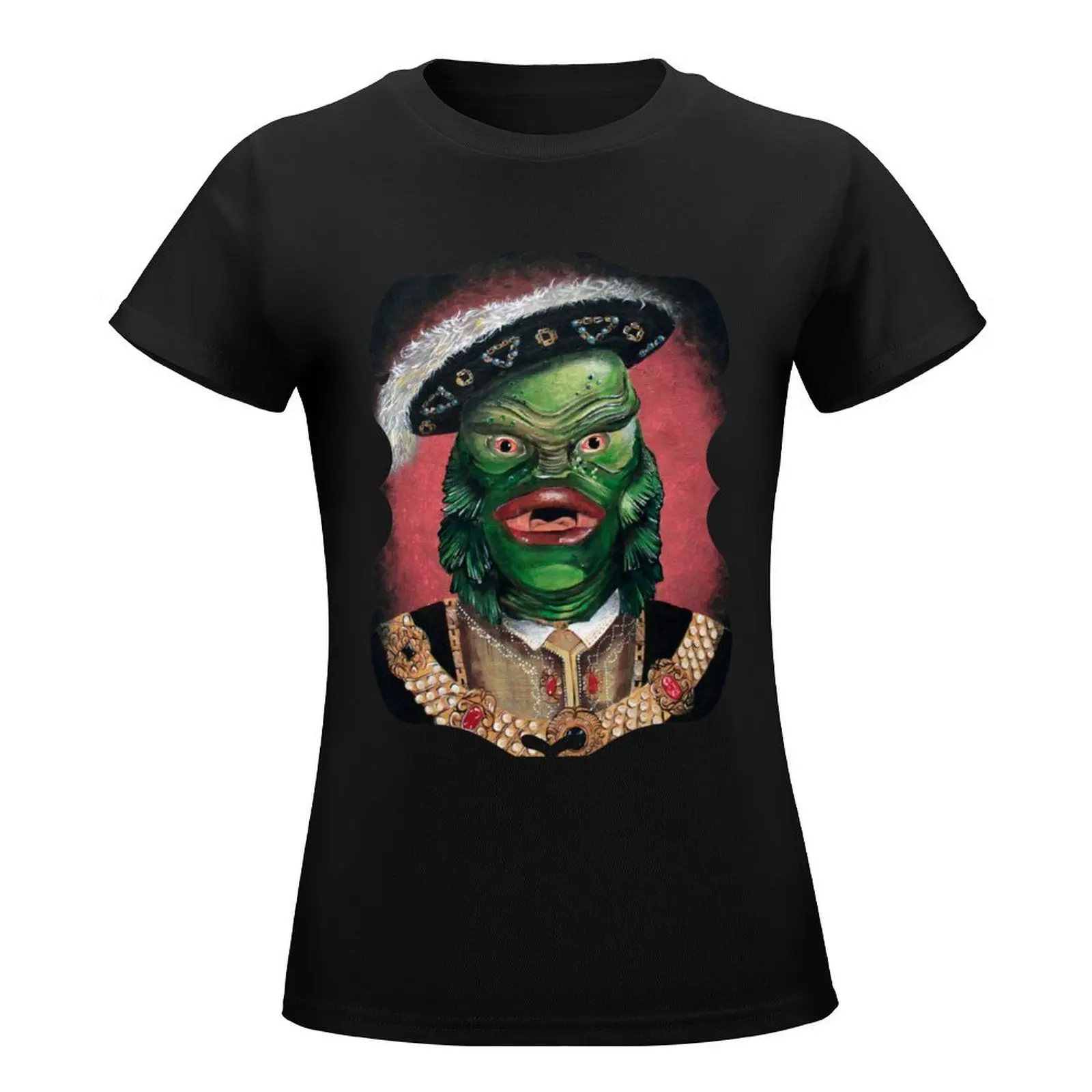 Renaissance Victorian Portrait - Creature from the Black Lagoon T-Shirt funny anime clothes white t-shirts for Women