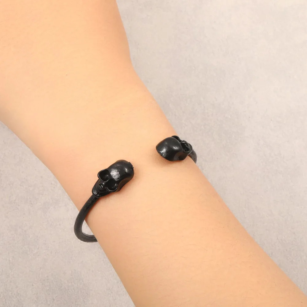 Mix Wholesale Price  Vintage Punk Personality Double Skull Bangles Fashion Bracelet Cuff Bracelets Bangles
