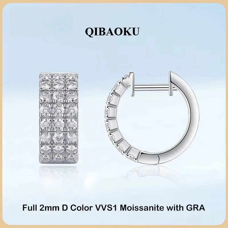 FCGJHW Full 2mm 0.03CT D Color Moissanite Earrings For Women  S925 Silver Pass Diamond Test Earring 3-Row Small Ear Buckle 2026