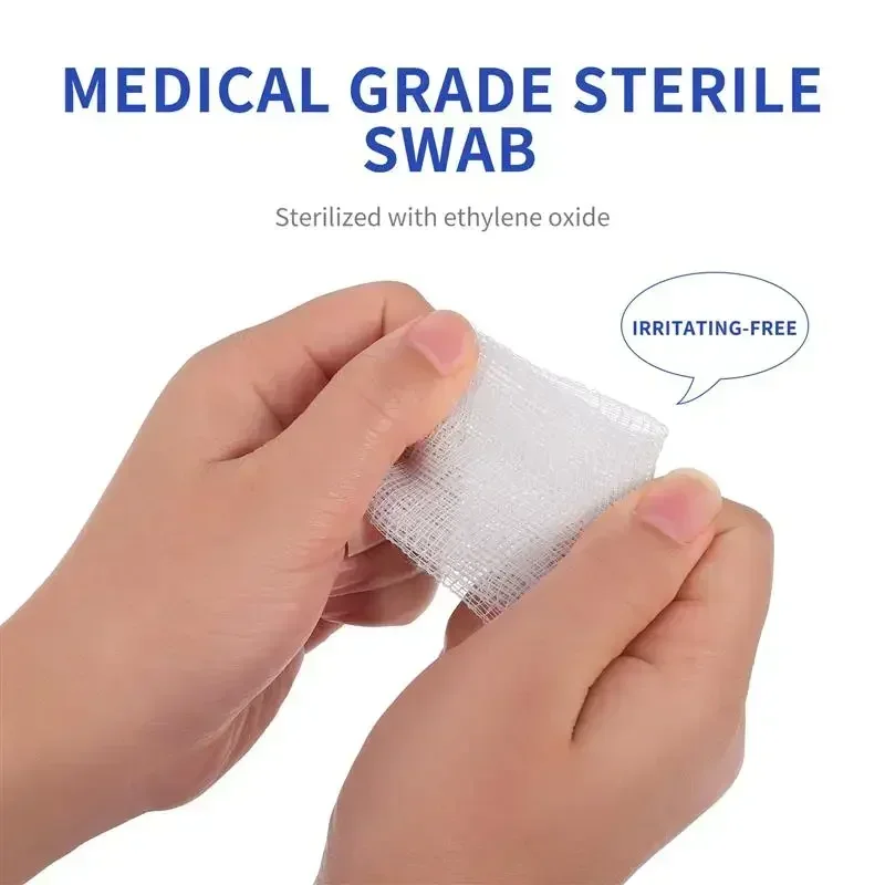 Gauze Pads Wound Dressing Care Swabs Cotton Supplies Bulk Products Rolls Wounds Sterile 5X5 Disposable Wrap Stretch Free Latex