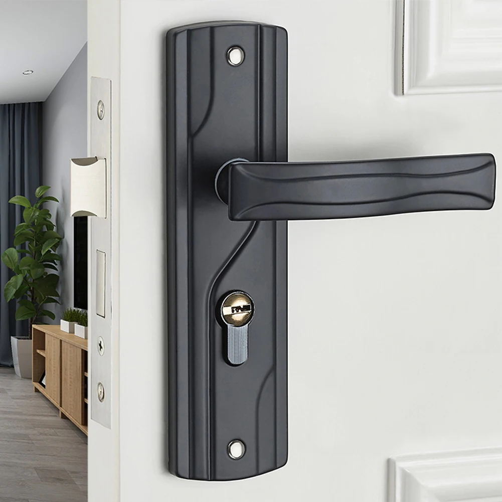 For Bedrooms Bedroom Lock Set Black Door Knob Comfortable Grip Easy To Install Effortless Locking Long-Lasting Performance