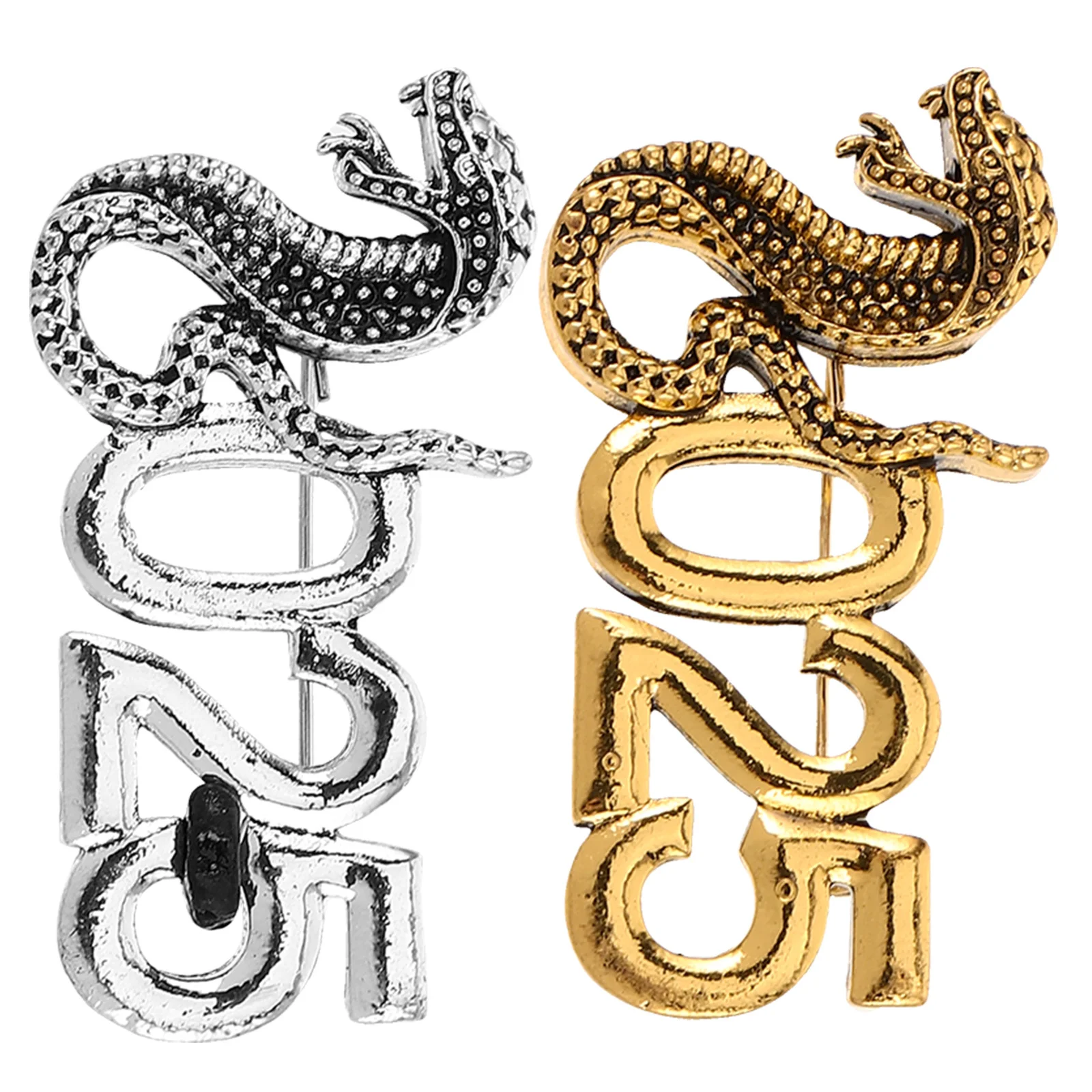 

DEARMAMY 2Pcs Snake Brooch Pin Rhinestone Animal Jewelry for Women Chinese New Year Decorative Accessory for Clothes Hat