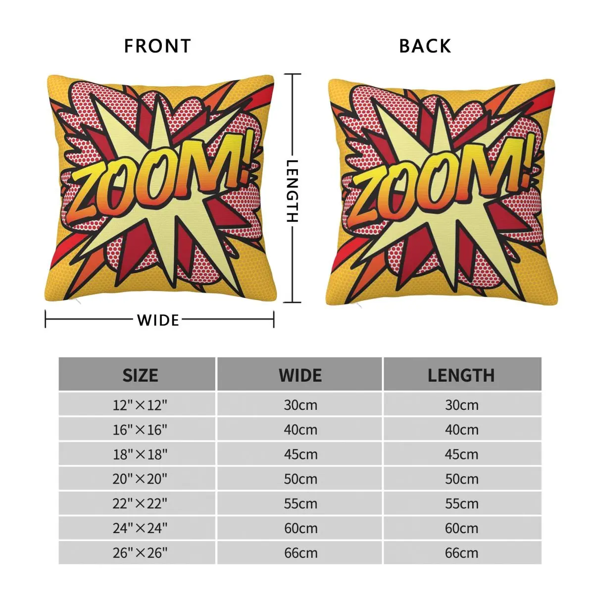 Zoom Comic Book Pop Art Square Pillowcase Polyester Linen Velvet Creative Zip Decorative Throw Pillow Case Home Cushion Cover