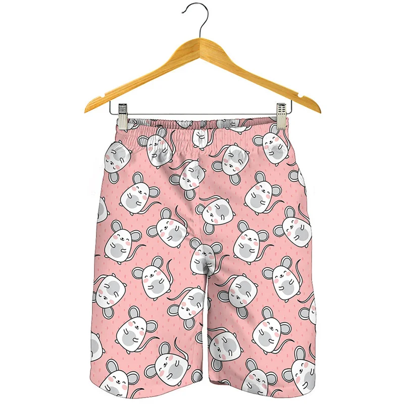 Cute Little Rat Graphic Short Pants Men Kids 3D Printed Animal Mouse Beach Shorts Summer Quick Dry Swim Trunks Surf Board Shorts