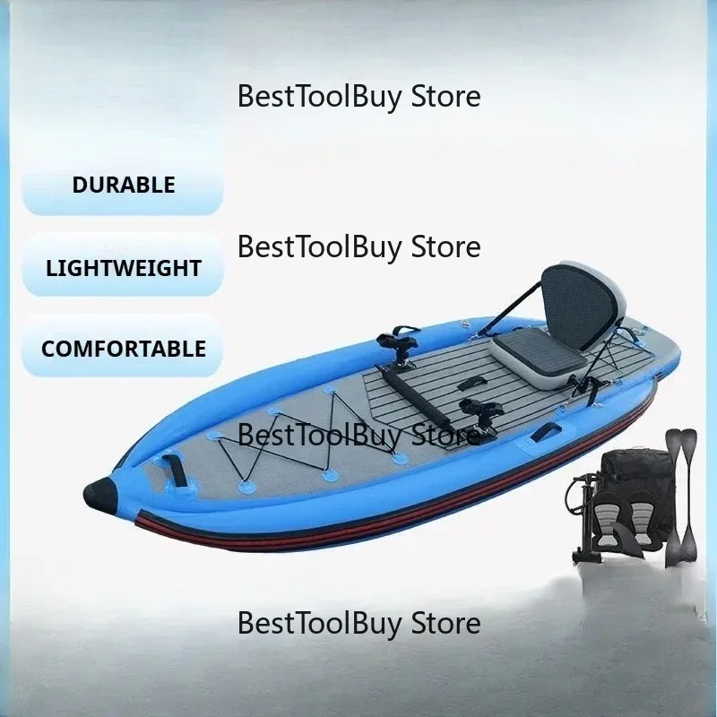 

2mm Thickened PVC Inflatable Fishing Boat, Double Air Chambers, 100kg Capacity, Kayak for Lake & River, Heavy