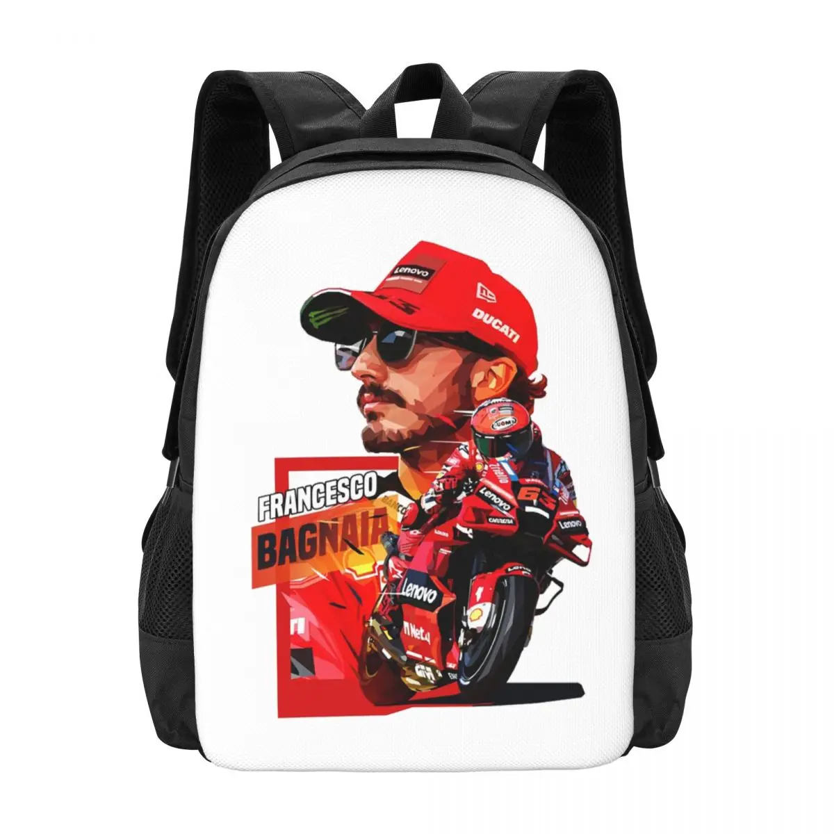 

Pecco Bagnaia 63 Backpack Hot Sale Daypack Large Capacity Kids BookBag School Bag Shoulder Bags for Men Women