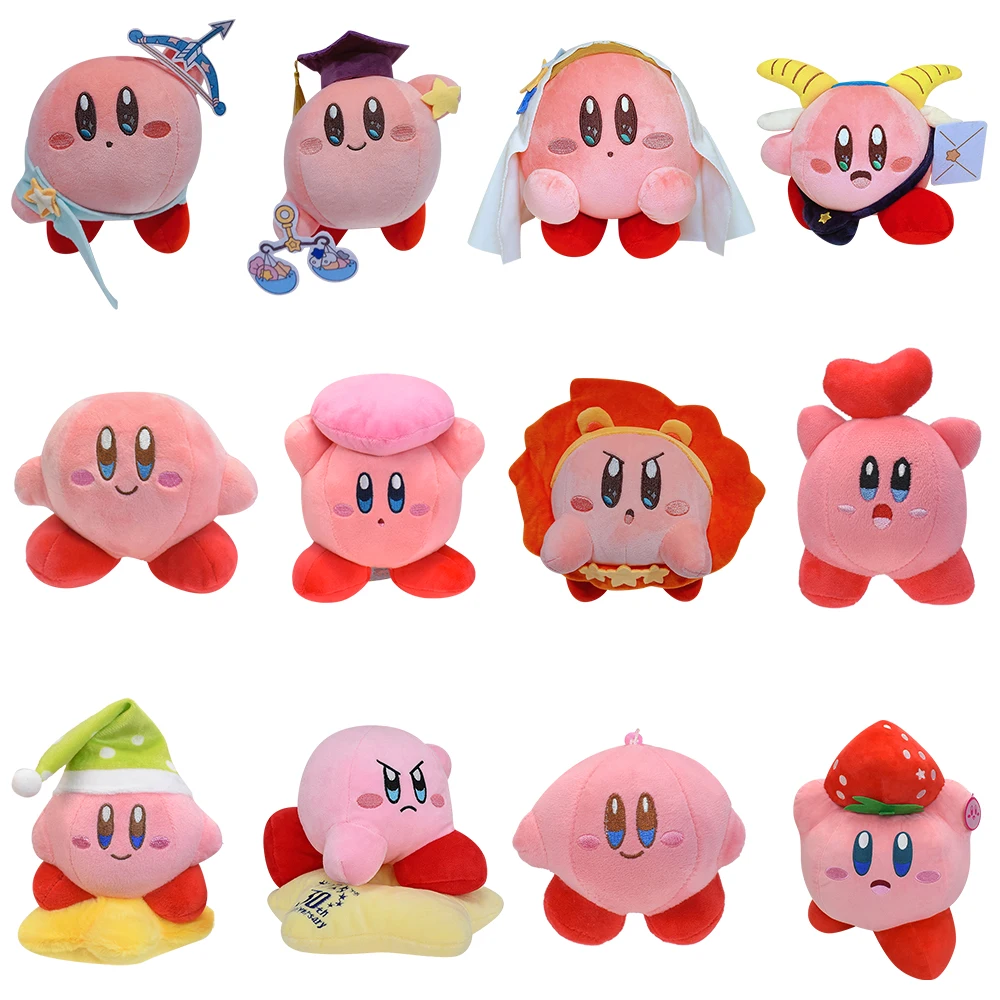 Star Kirby Anime Game Plush Toy Pink Heart Strawberry Kirby Stuffed Doll Kawaii The Zodiac Libra Kirby Keychain Christmas Gift