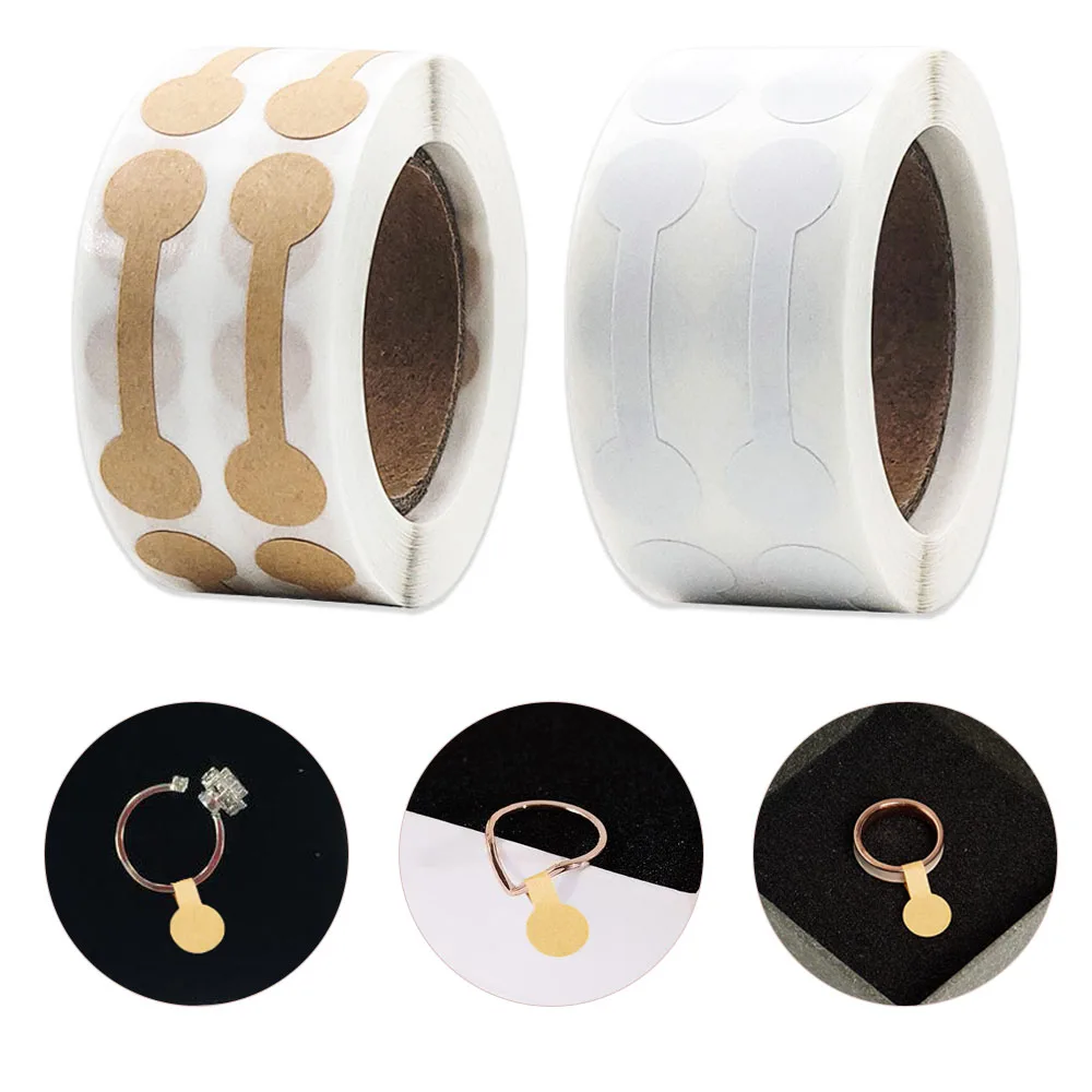 500Pcs/Roll Kraft Paper Jewelry Price Label Stickers DlY Tags Dumbbell Designs for Rings, Necklaces, Earrings & Bracelets