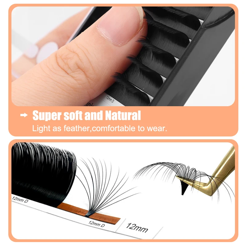 winky beauty Natural Soft Blomming Lashes Easy Fan Eyelash Extensions Mega Volume Fans 8-15mm Eyelashes Supplies for Eye Beauty