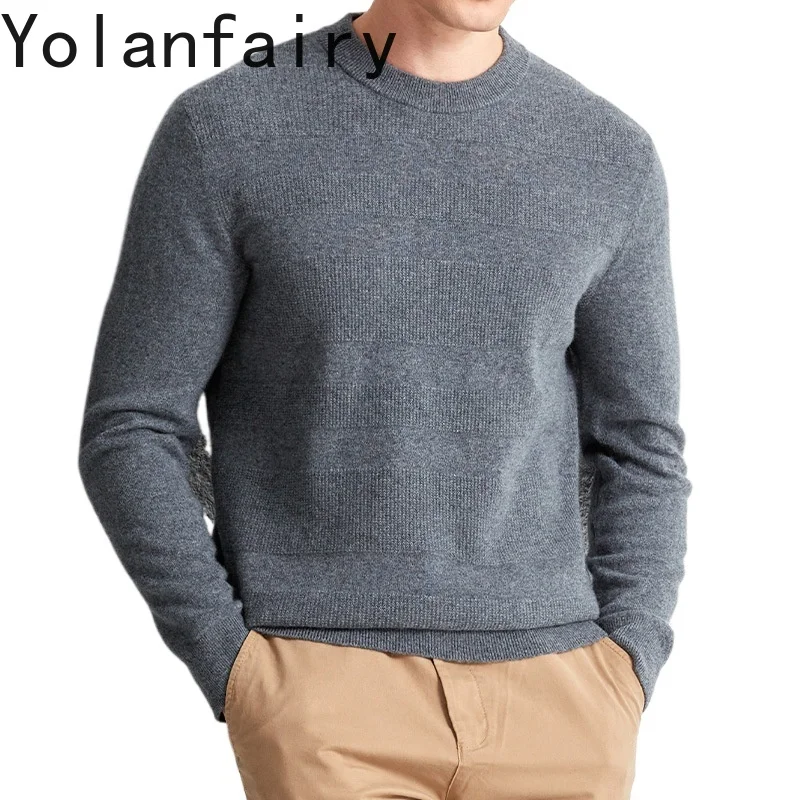 

YOLANFAIRY 100% Cashmere Pullover Herren Winter Clothes for Men Sueter Para Hombres Soft Warm Men Sweater High Quality Tops