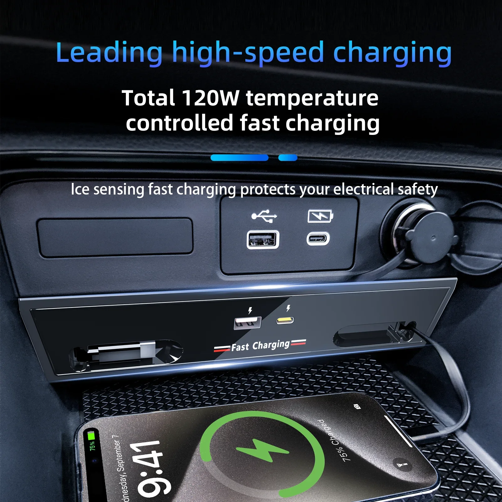 Car Central Control Expansion Dock Car Wireless Charger Extendable Cable USB Port Accessories For Honda BREEZE‌ 2023-2025