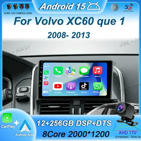 볼보 XC60 que 1 2008 2009 2010 2012 2013용 안드로이드 15 멀티미디어 플레이어 카 라디오 4G GPS BT 카플레이 2딘 DVD 오토 스테레오
