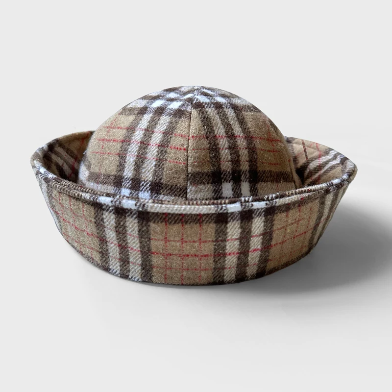 Topi Baret Tweed Vintage Baru Gaya Pelaut Jepang Serbaguna Topi Gaya Angkatan Laut Wanita Musim Dingin Fashion Pesta Topi Bucket Hangat Topi Perawat