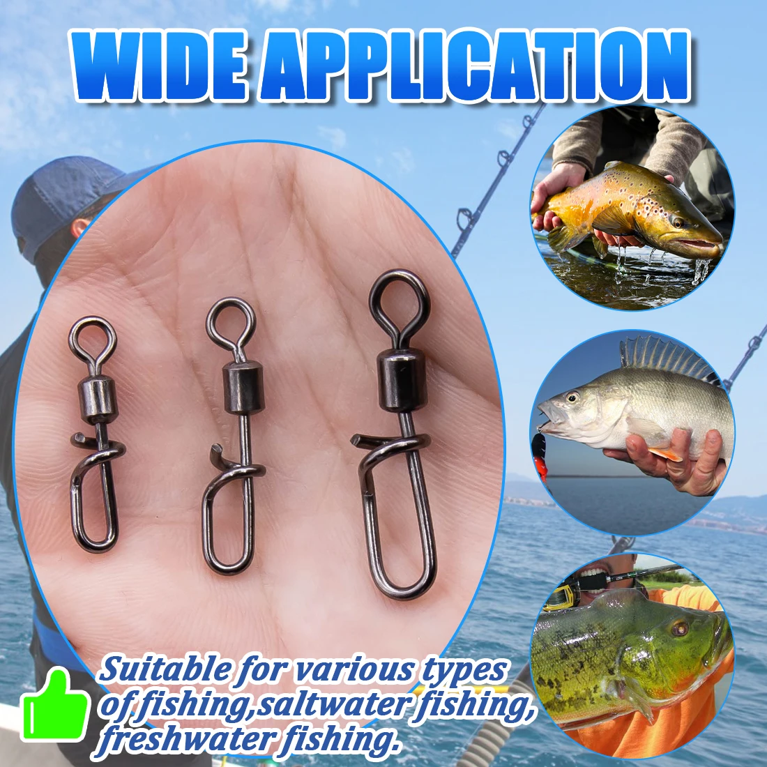 FishTrip Angelwirbel Snap T-Shape Snap Barrel Wirbel Edelstahl Angelköder & Ringverbinder Zubehör Angelschnalle