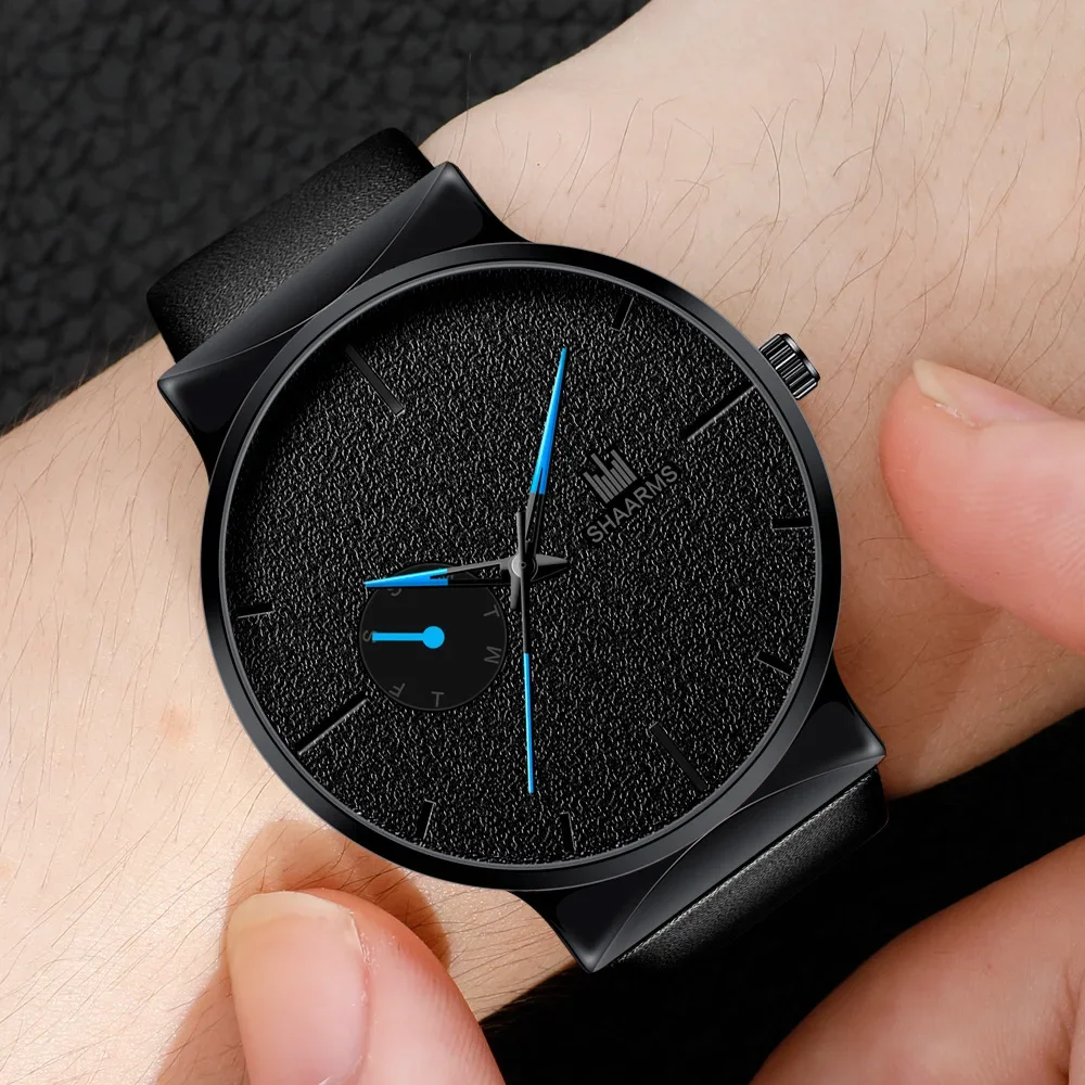 

Лучшие роскошные мужские часы, простые кварцевые часы с черным кожаным ремнем для мужчин, модные повседневные мужские наручные часы, подарки reloj hombre