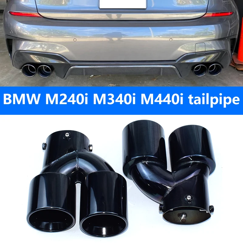 

2019+ for BMW G20 G21 M340i G42 440i G22 M240i Dual Quad Out M Exhaust Carbon Fiber Muffler Tip Exhaust System Nozzle Exhaust