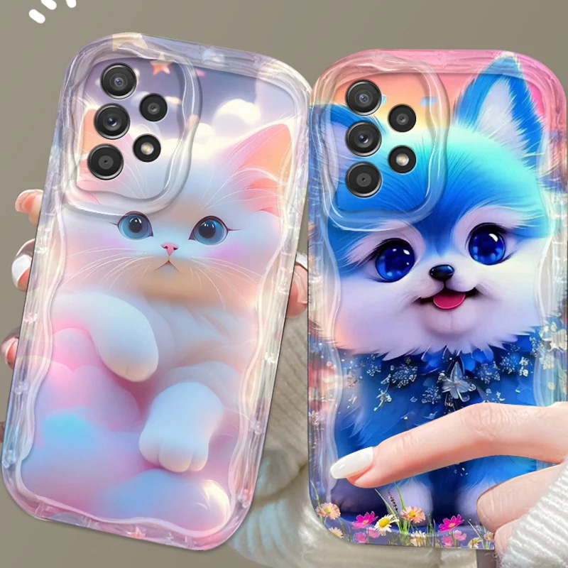 

Cat Dog Luxury Beautiful Cute For Samsung A55 A54 A53 A52 A35 A34 A33 A32 A25 A24 A23 A22 A21S A15 A13 A14 5G Wave Oil Soft