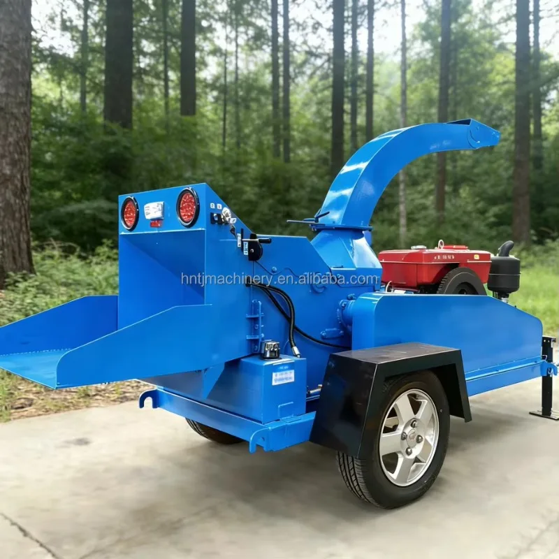 Wood Chipper Shredder Commercial Tree Chipper Machine Mobile Wood Crusher Customized Diesel Engine for Farm Branch Recycling