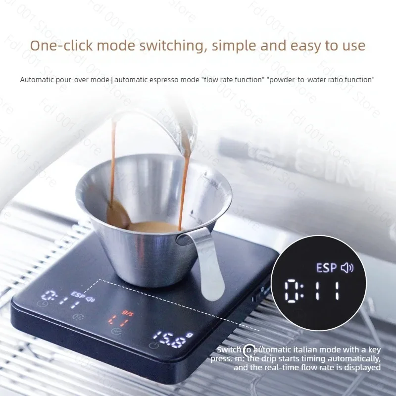Italian coffee scale 3.0 chronograph scale type-c charging hand punch weighing coffee electronic scale 0.1g Precision