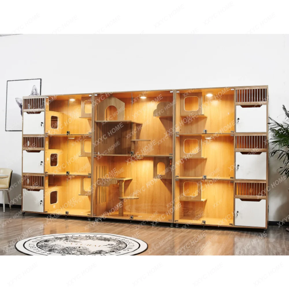 

Cat Cage Villa Solid Wood Home Cat Display Cabinet Customized Cat Cabinet Cattery Pet Shop Foster Breeding Cat House