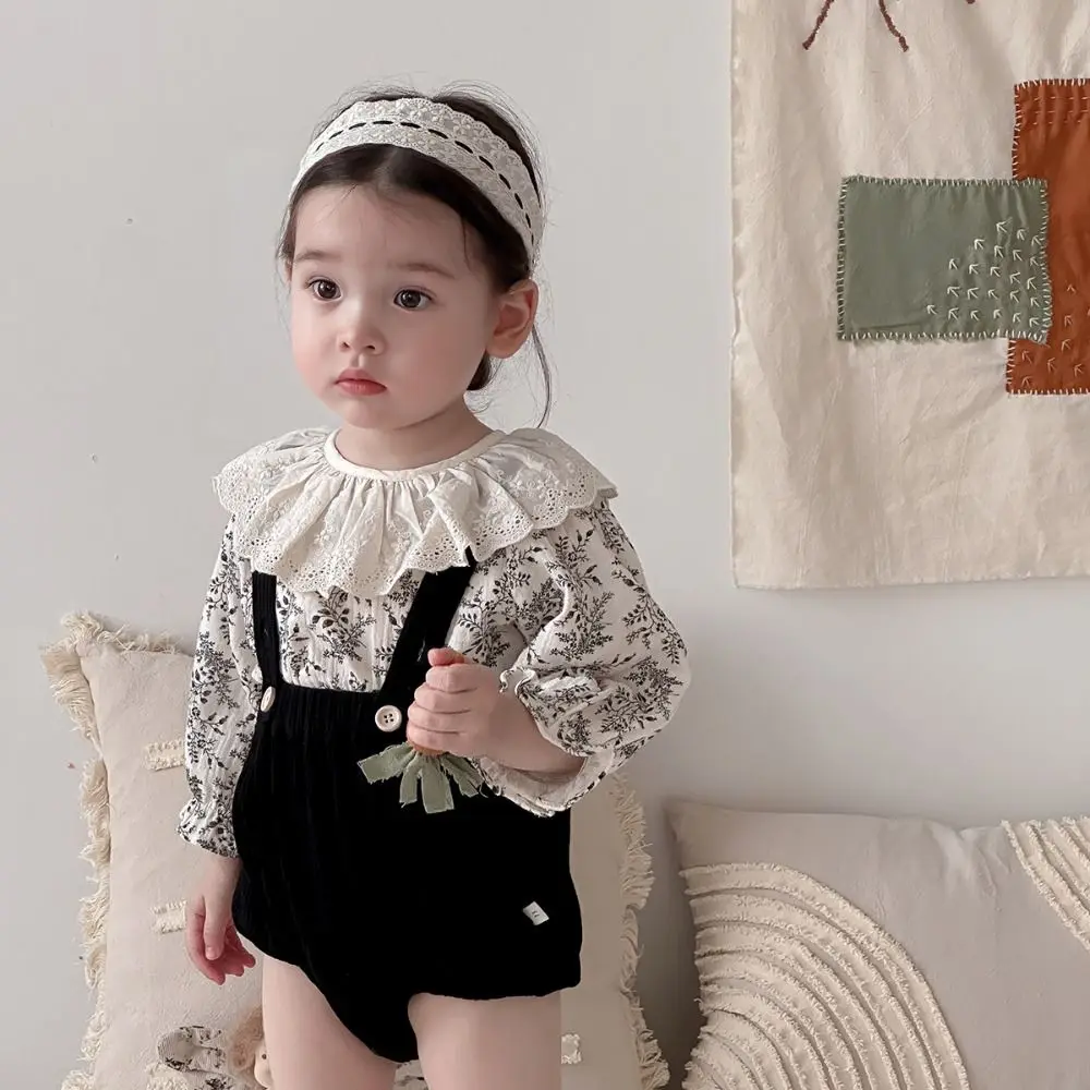 

Lotus Leaf Collar Baby Jumper Dress Overalls Bodysuit Flower Toddle Jumpsuit Infant Romper Sweet Baby Shorts Climb Suit
