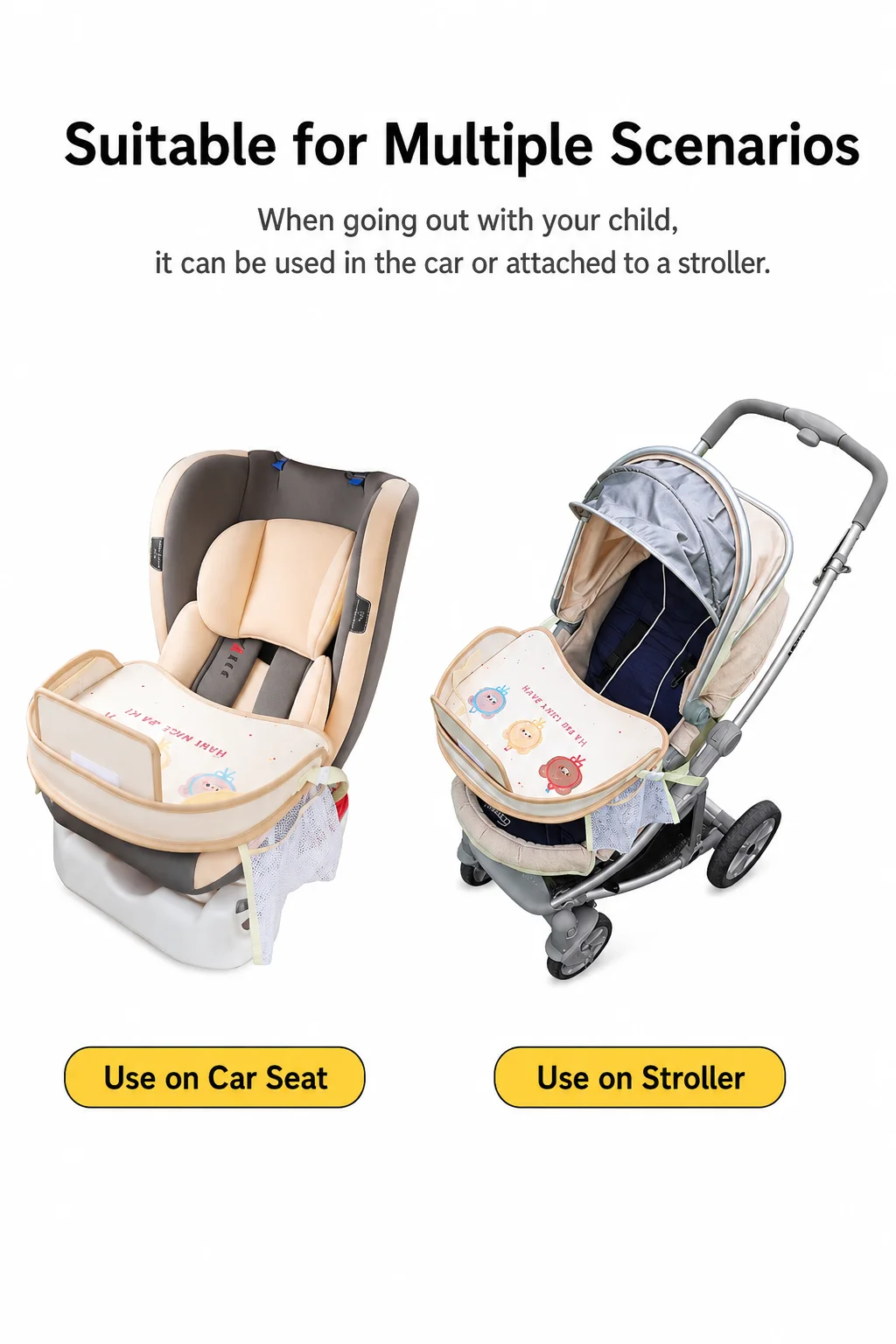 Cartoon Waterproof Child Car Seat Tray, Baby Dining Table, Portable Kids Travel Activity Tray for Car - view 2