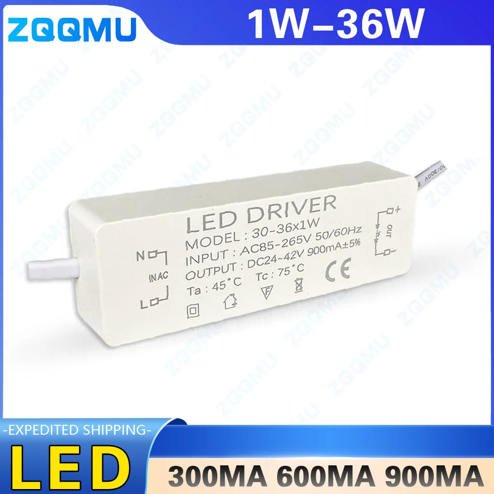 LED Driver 1-3W 4-7W 8-12W 18W 20W 18-25W 25-36W  300MA LED Constant Current Driver Power Supply Unit for Driver LED Transformer