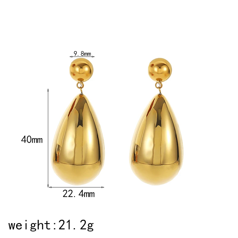 Modische, minimalistische, glänzende Ohrringe aus Edelstahl mit halbkugelförmigen Wassertropfen-Anhängern, Schmuck für Damen, wasserdicht, Geschenkidee – Detail 6