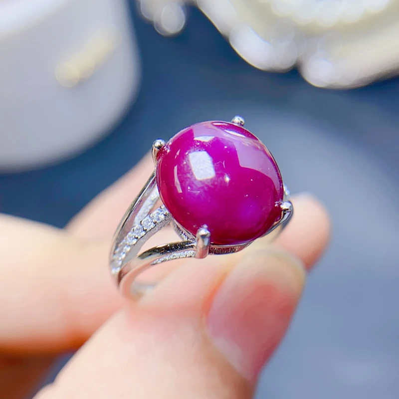 

Natural ruby ring women's exclusive 925 sterling silver fresh and simple special gift